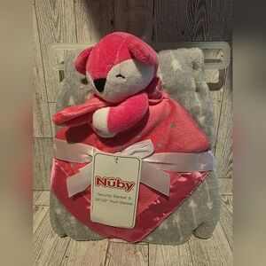 Nuby Pink and Gray Stuffed Animal Security Blanket
